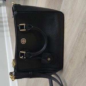 Tory Burch leather double zip crossbody satchel
